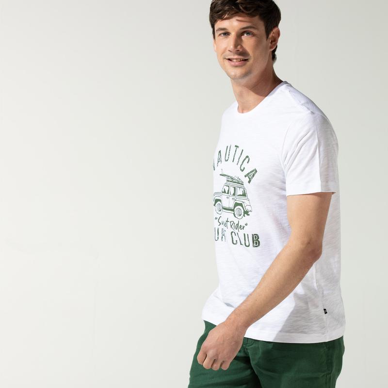 NAUTICA ERKEK BEYAZ BASKILI T-SHIRT