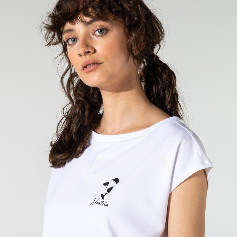 NAUTICA KADIN BEYAZ BASKILI T-SHIRT