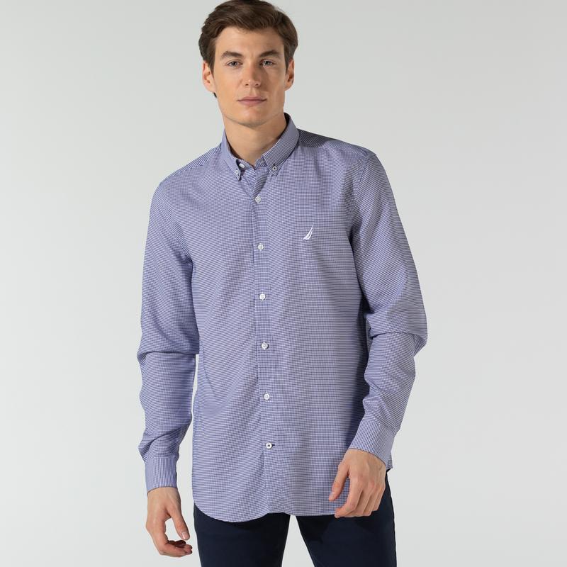 NAUTICA ERKEK BEYAZ SLIM FIT EKOSE UZUN KOLLU GÖMLEK