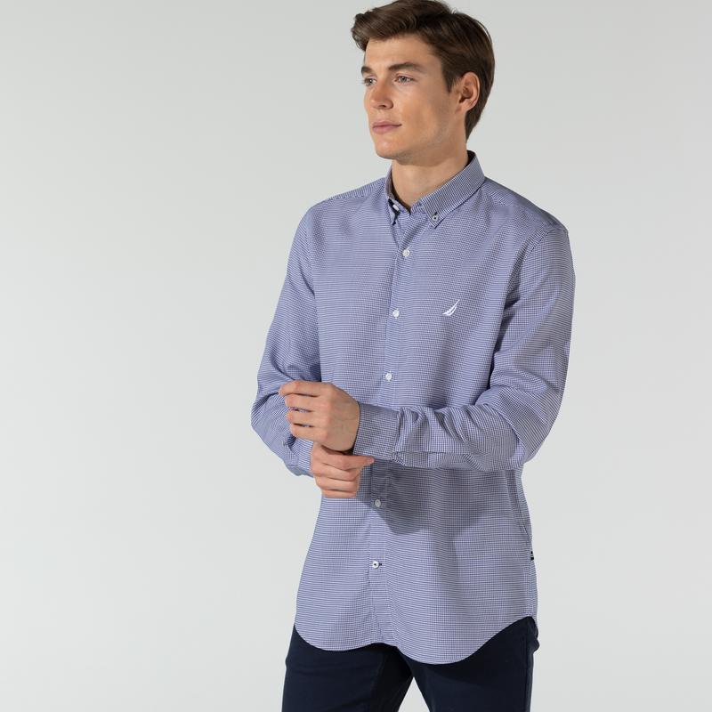NAUTICA ERKEK BEYAZ SLIM FIT EKOSE UZUN KOLLU GÖMLEK