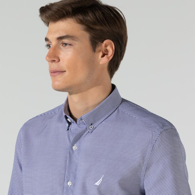 NAUTICA ERKEK BEYAZ SLIM FIT EKOSE UZUN KOLLU GÖMLEK
