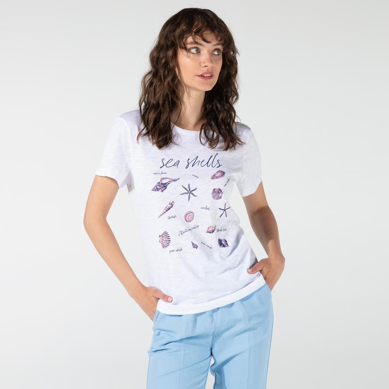 NAUTICA KADIN BEYAZ BASKILI T-SHIRT
