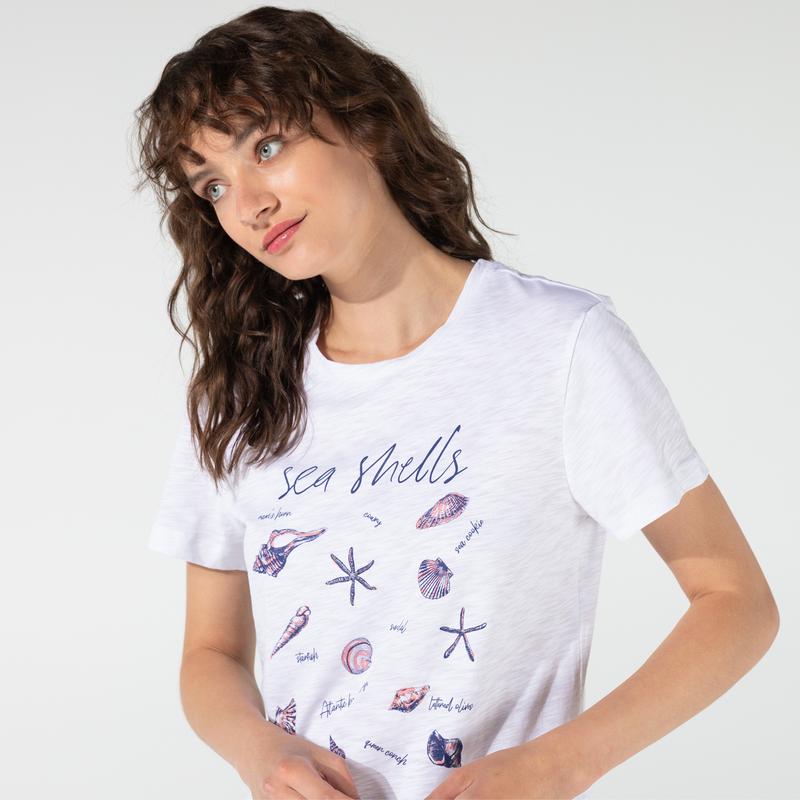 NAUTICA KADIN BEYAZ BASKILI T-SHIRT