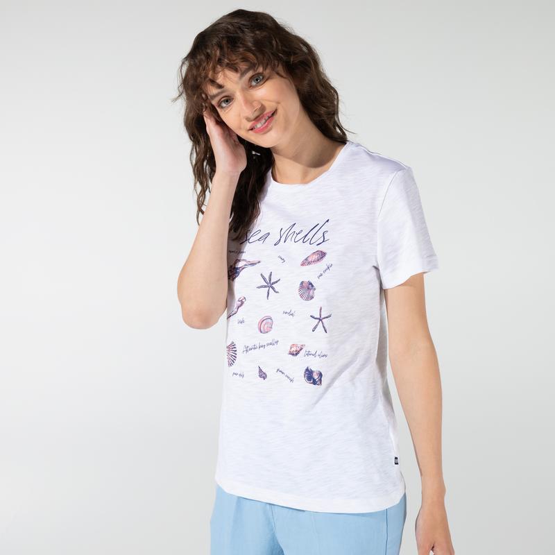 NAUTICA KADIN BEYAZ BASKILI T-SHIRT