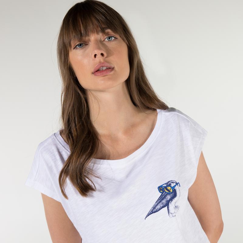 NAUTICA KADIN BEYAZ BASKILI T-SHIRT