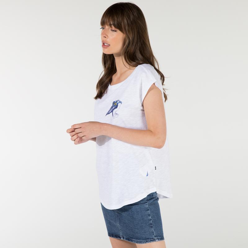NAUTICA KADIN BEYAZ BASKILI T-SHIRT