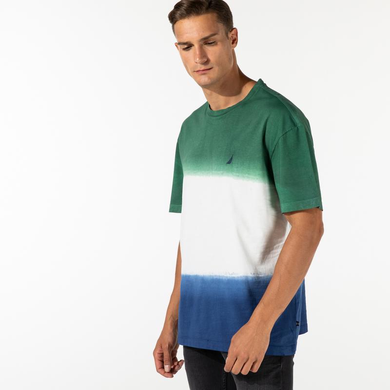 NAUTICA ERKEK YEŞİL BLOK DESENLİ T-SHIRT