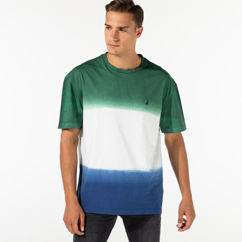 NAUTICA ERKEK YEŞİL BLOK DESENLİ T-SHIRT