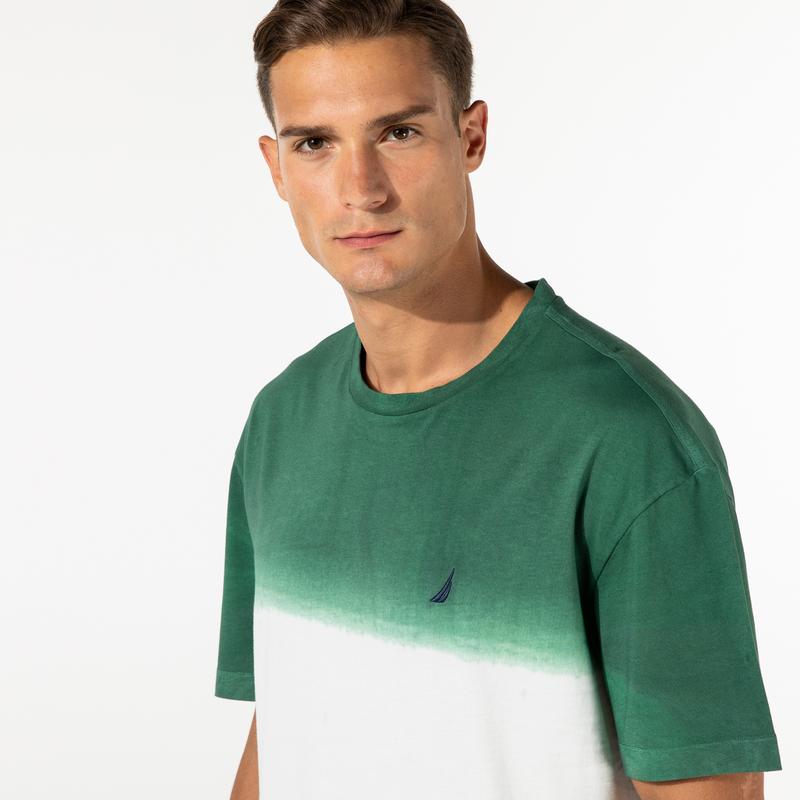 NAUTICA ERKEK YEŞİL BLOK DESENLİ T-SHIRT