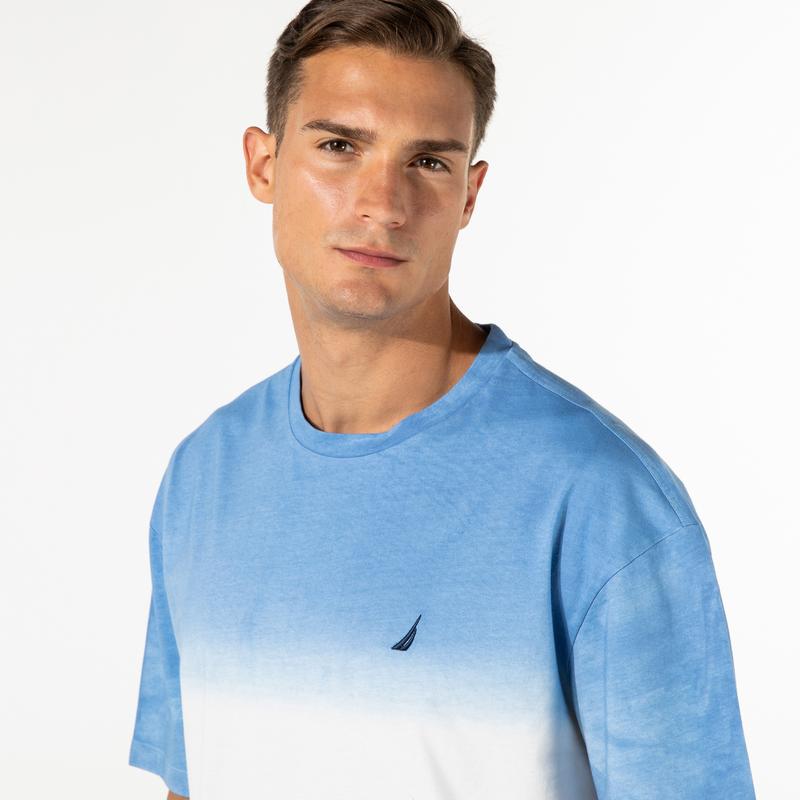 NAUTICA ERKEK MAVİ BLOK DESENLİ T-SHIRT