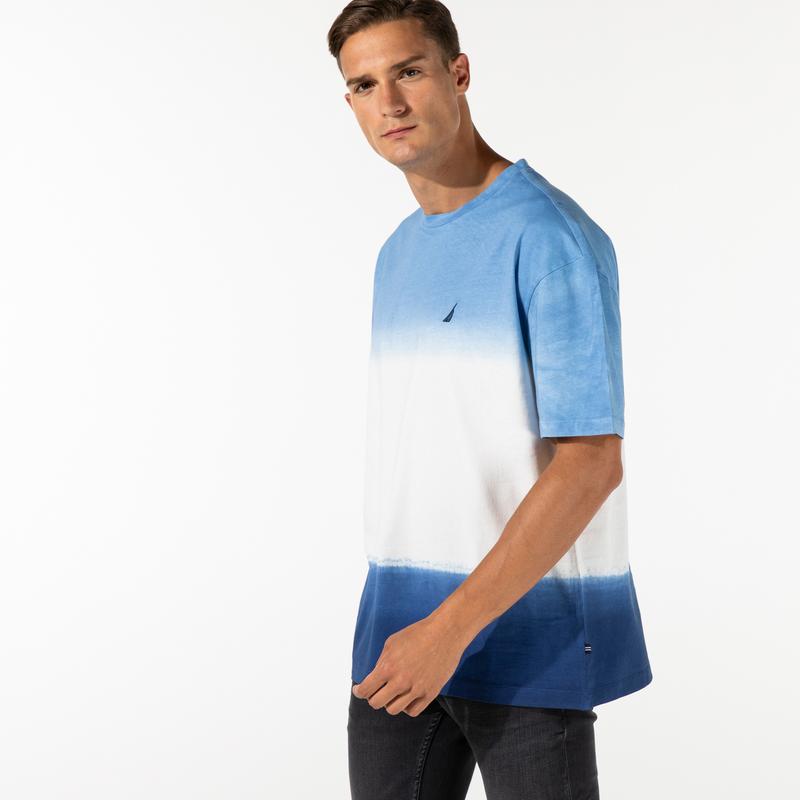 NAUTICA ERKEK MAVİ BLOK DESENLİ T-SHIRT