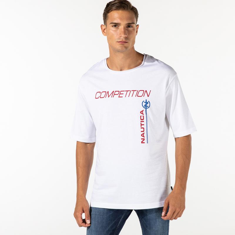 NAUTICA ERKEK BEYAZ OVERSIZE T-SHIRT