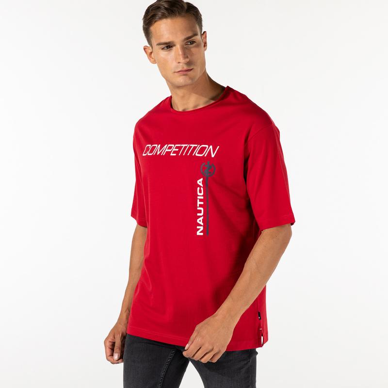 NAUTICA ERKEK KIRMIZI OVERSIZE T-SHIRT