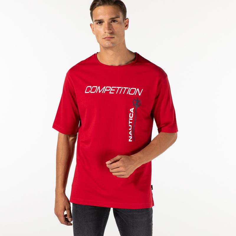 NAUTICA ERKEK KIRMIZI OVERSIZE T-SHIRT