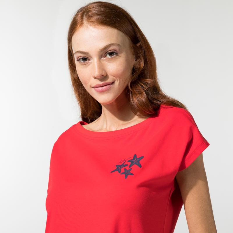 NAUTICA KADIN KIRMIZI BASKILI T-SHIRT
