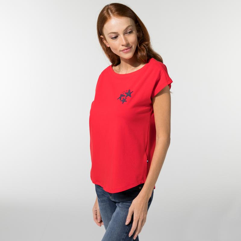 NAUTICA KADIN KIRMIZI BASKILI T-SHIRT