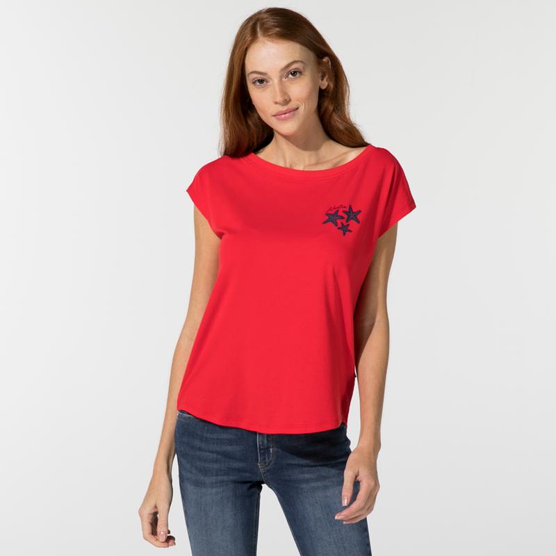 NAUTICA KADIN KIRMIZI BASKILI T-SHIRT