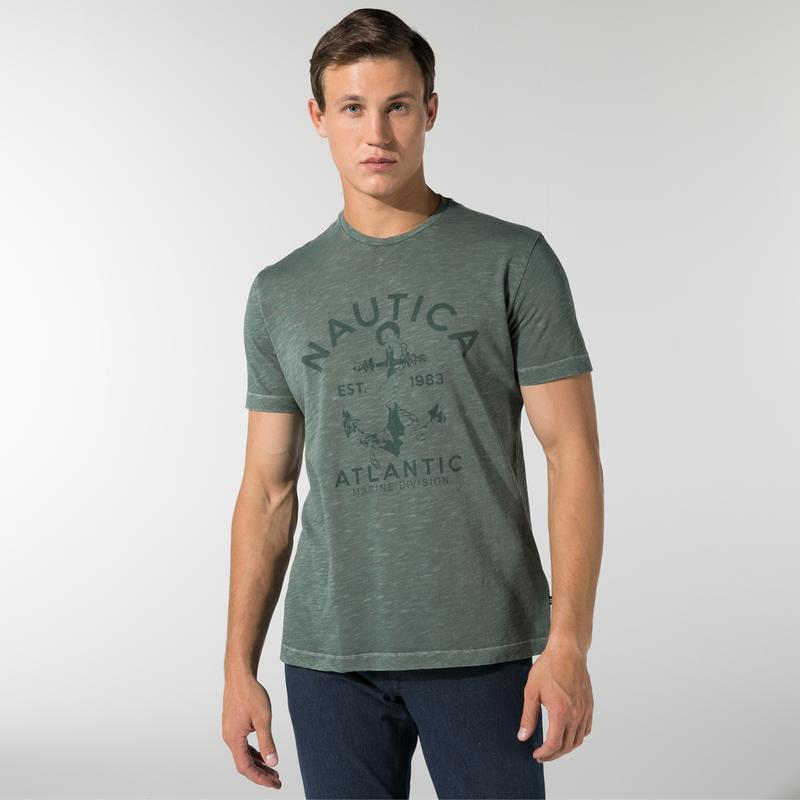 NAUTICA ERKEK YEŞİL BASKILI T-SHIRT