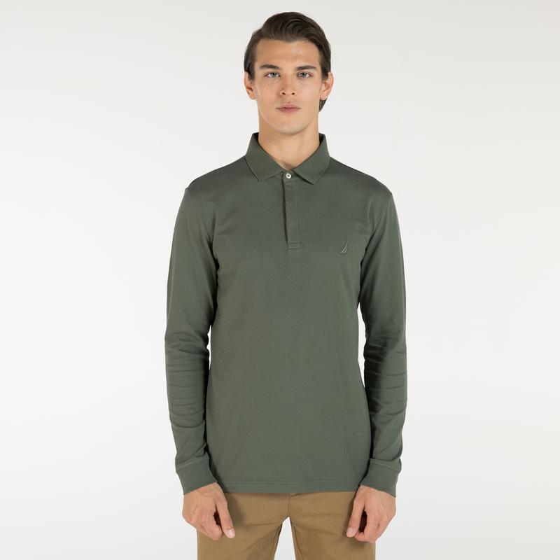 NAUTICA ERKEK HAKİ SLIM FIT UZUN KOLLU POLO