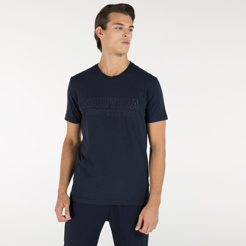 NAUTICA ERKEK LACİVERT BASKILI T-SHIRT