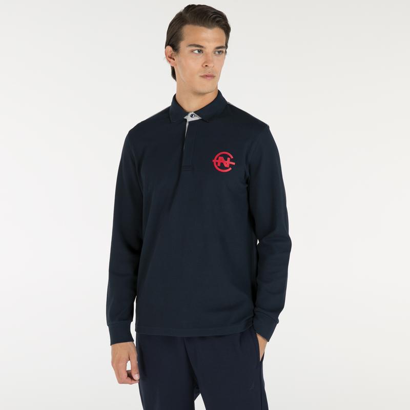 NAUTICA ERKEK LACİVERT CLASSİC FİT ARMÜRLÜ UZUN KOLLU POLO