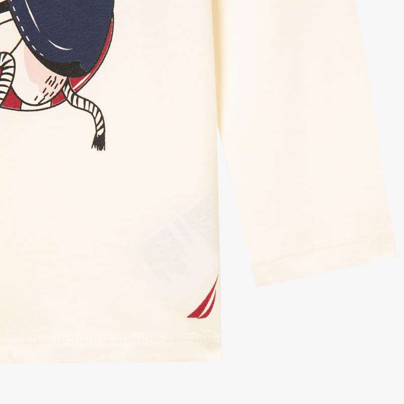 NAUTICA KIZ ÇOCUK KIRIK BEYAZ BASKILI T-SHIRT