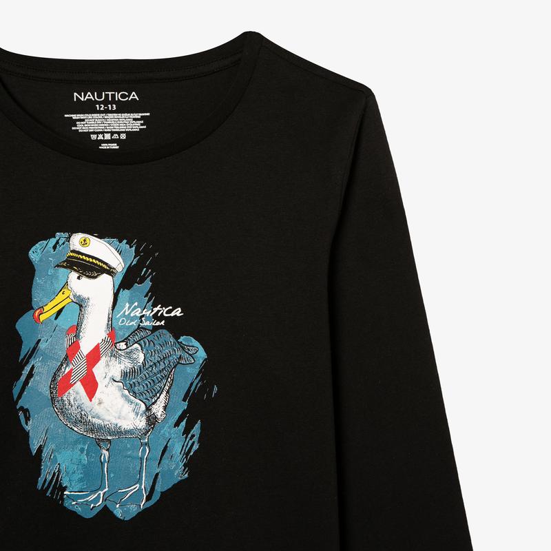 NAUTICA ERKEK ÇOCUK SİYAH BASKILI T-SHIRT