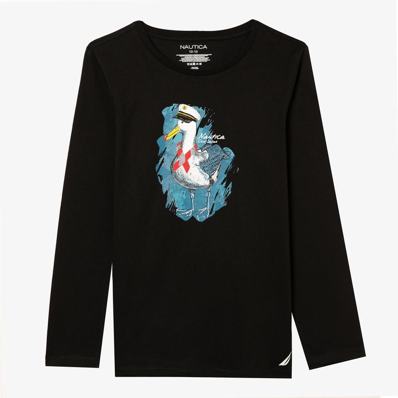 NAUTICA ERKEK ÇOCUK SİYAH BASKILI T-SHIRT