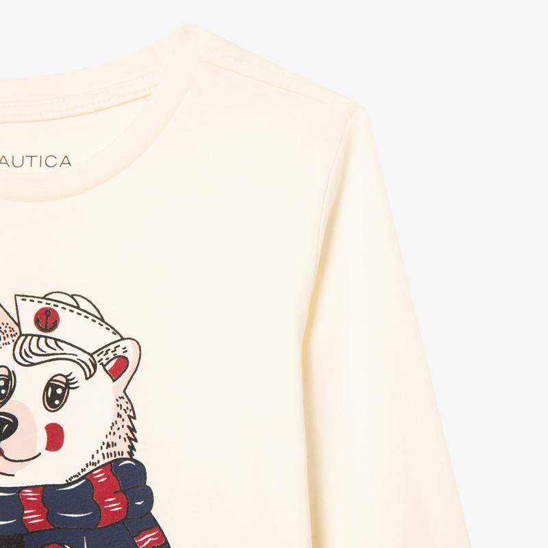 NAUTICA KIZ ÇOCUK KIRIK BEYAZ BASKILI T-SHIRT