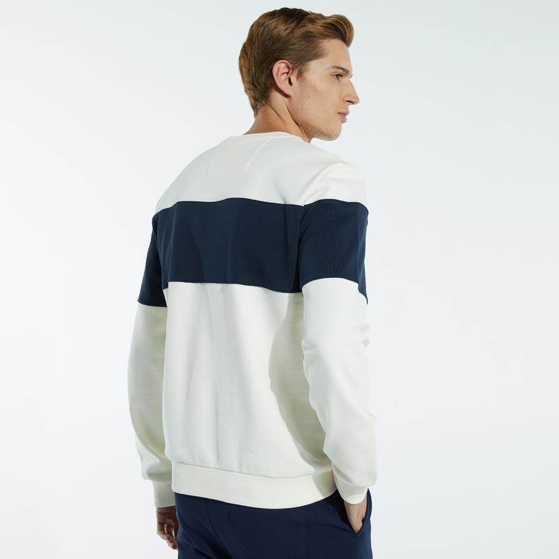 NAUTICA ERKEK KIRIK BEYAZ BLOK DESEN SWEATSHIRT