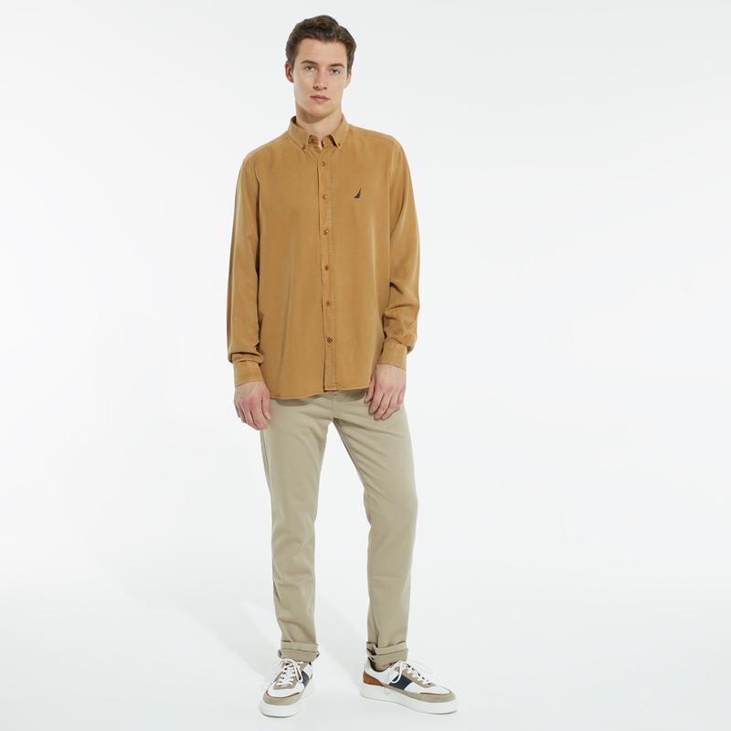 NAUTICA ERKEK KOYU SARI UZUN KOLLU CLASSIC FIT GÖMLEK