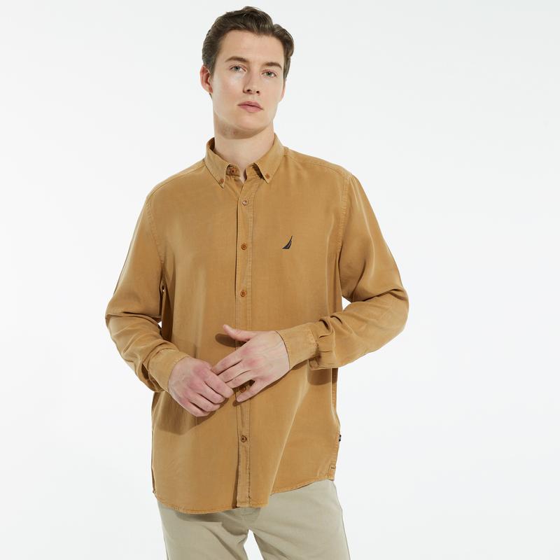 NAUTICA ERKEK KOYU SARI UZUN KOLLU CLASSIC FIT GÖMLEK