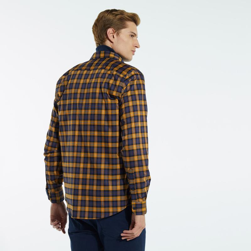 NAUTICA ERKEK SARI UZUN KOLLU SLIM FIT EKOSE GÖMLEK