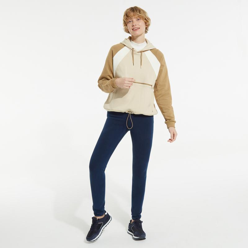 NAUTICA KADIN BEJ BLOK DESEN KAPÜŞONLU SWEATSHIRT