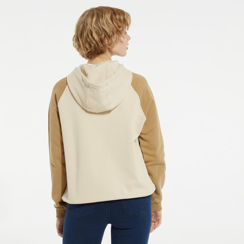 NAUTICA KADIN BEJ BLOK DESEN KAPÜŞONLU SWEATSHIRT