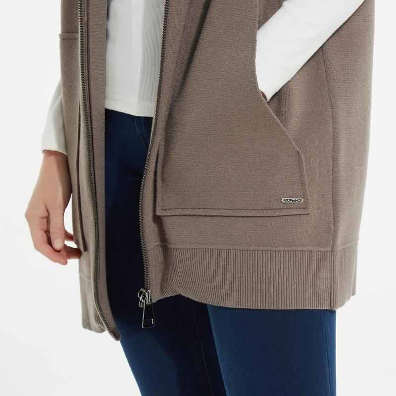 NAUTICA KADIN GRİ FERMUARLI TRİKO HIRKA