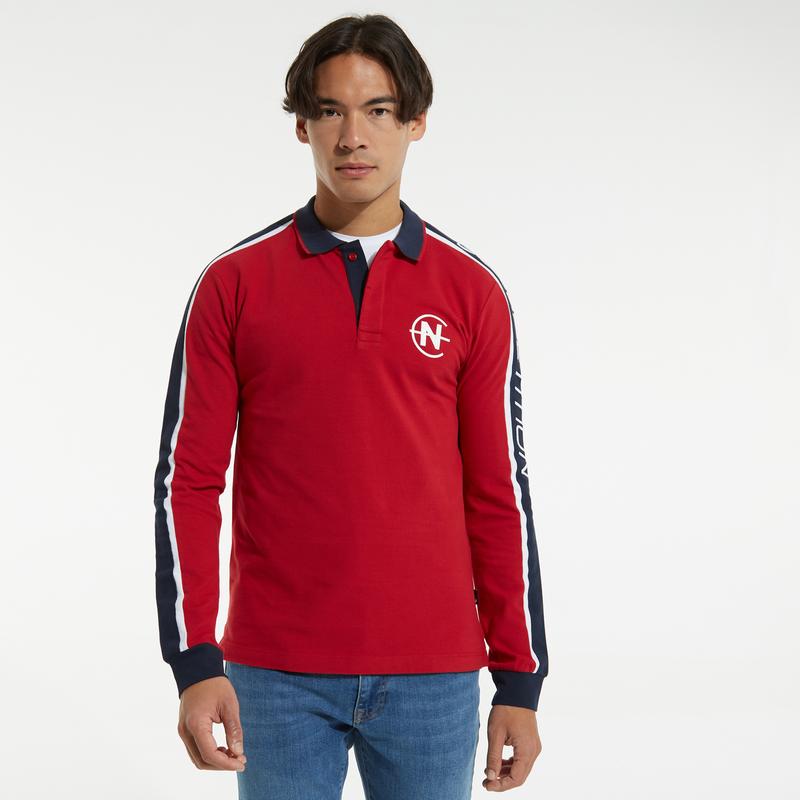NAUTICA ERKEK KIRMIZI SLİM FİT UZUN KOLLU POLO