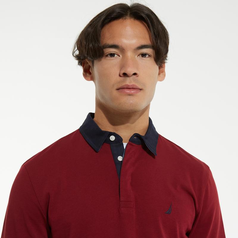 NAUTICA ERKEK BORDO CLASSİC FİT UZUN KOLLU POLO