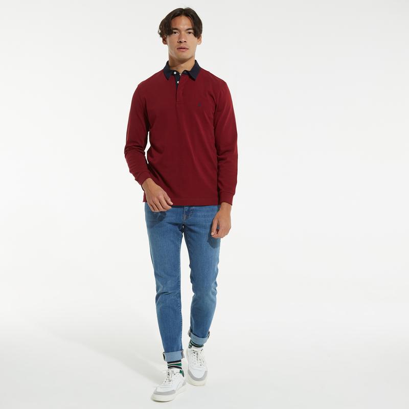 NAUTICA ERKEK BORDO CLASSİC FİT UZUN KOLLU POLO