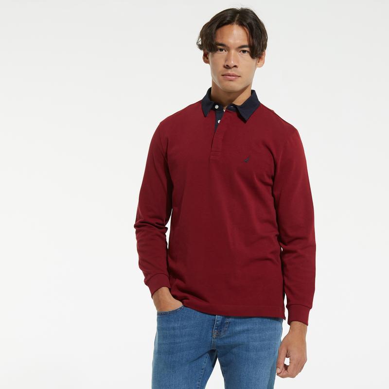 NAUTICA ERKEK BORDO CLASSİC FİT UZUN KOLLU POLO