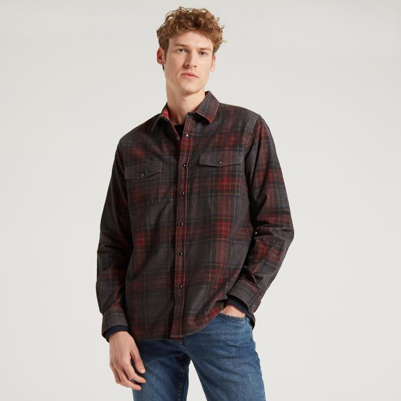 NAUTICA ERKEK LACİVERT UZUN KOLLU CLASSIC FIT KADİFE GÖMLEK