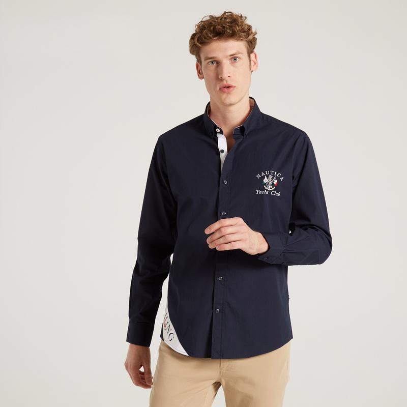 NAUTICA ERKEK LACİVERT UZUN KOLLU SLIM FIT GÖMLEK