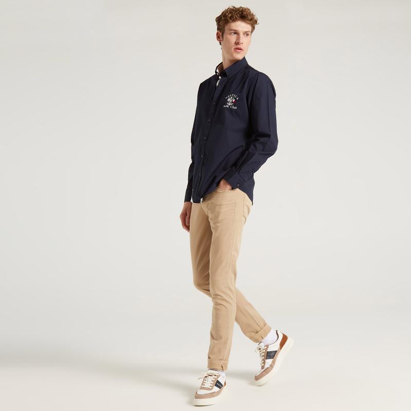 NAUTICA ERKEK LACİVERT UZUN KOLLU SLIM FIT GÖMLEK