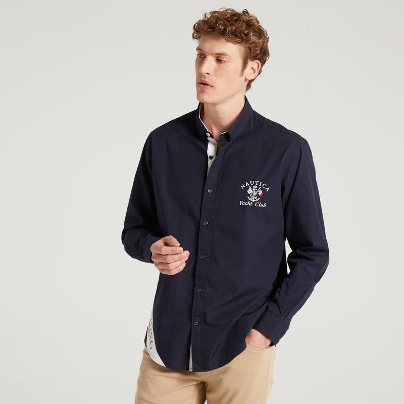 NAUTICA ERKEK LACİVERT UZUN KOLLU SLIM FIT GÖMLEK