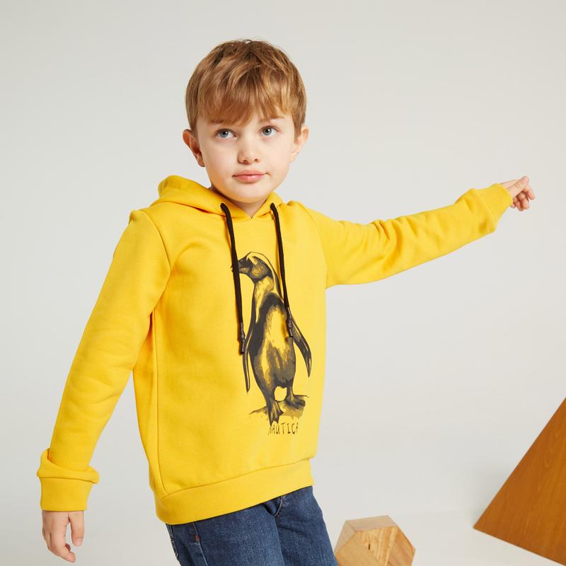 NAUTICA ERKEK ÇOCUK SARI BASKILI KAPÜŞONLU SWEATSHIRT