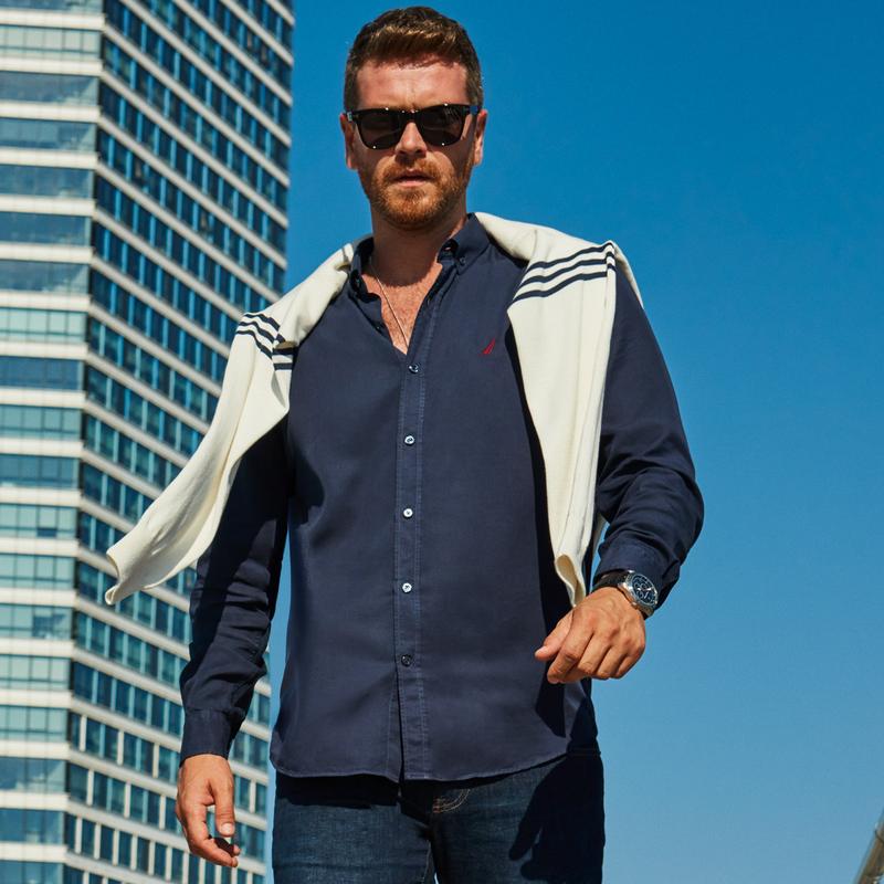 NAUTICA ERKEK LACİVERT UZUN KOLLU CLASSIC FIT GÖMLEK
