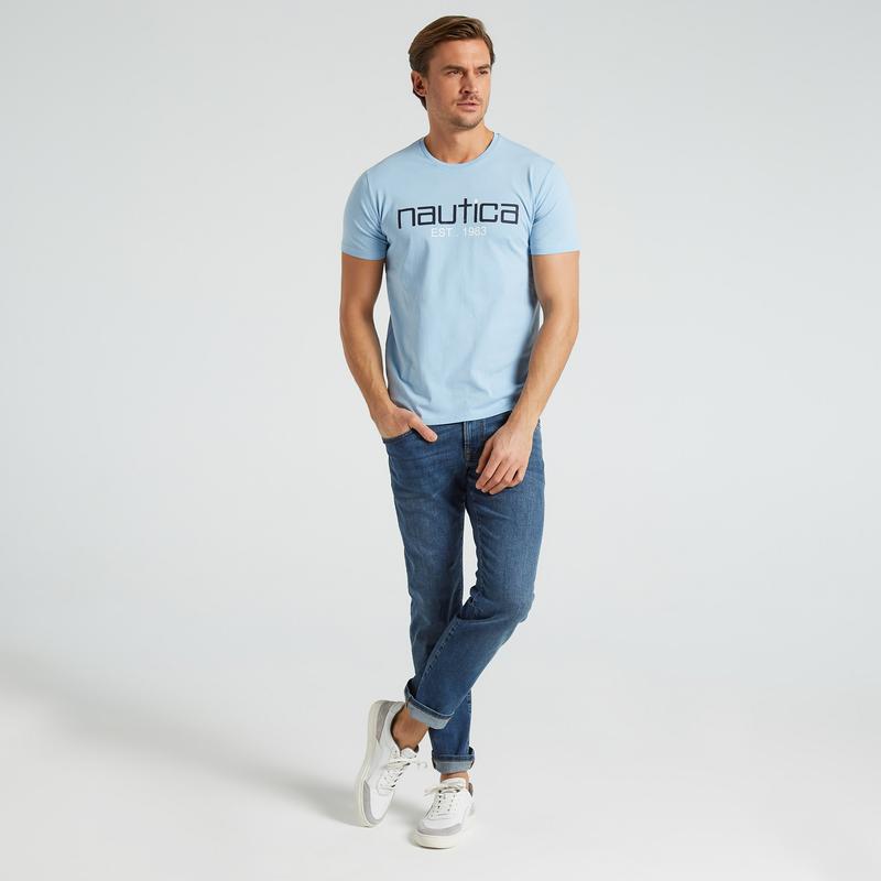 NAUTICA ERKEK MAVİ STANDART FIT KISA KOLLU T-SHIRT