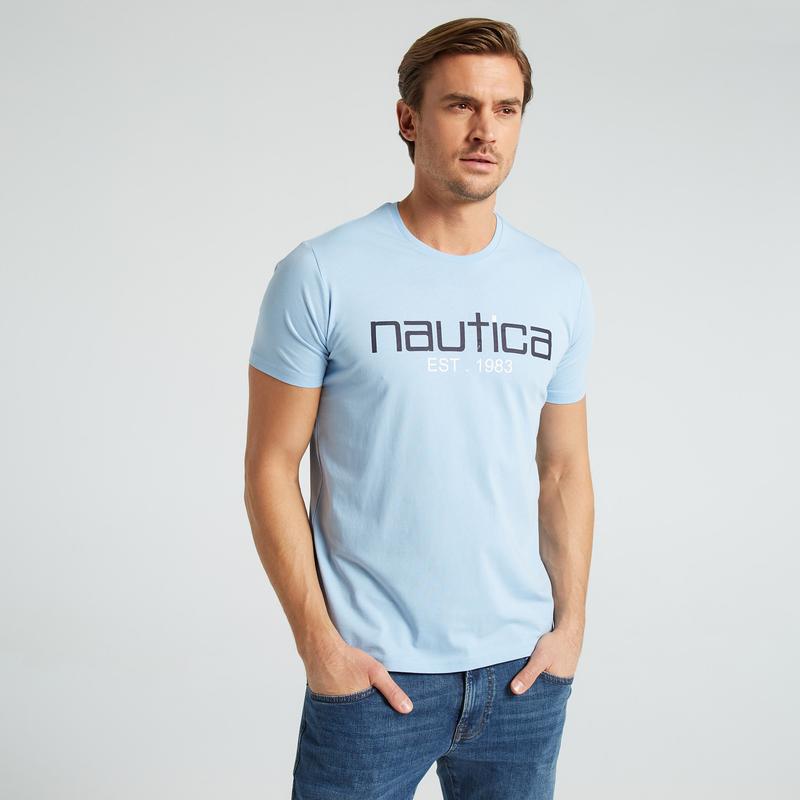 NAUTICA ERKEK MAVİ STANDART FIT KISA KOLLU T-SHIRT