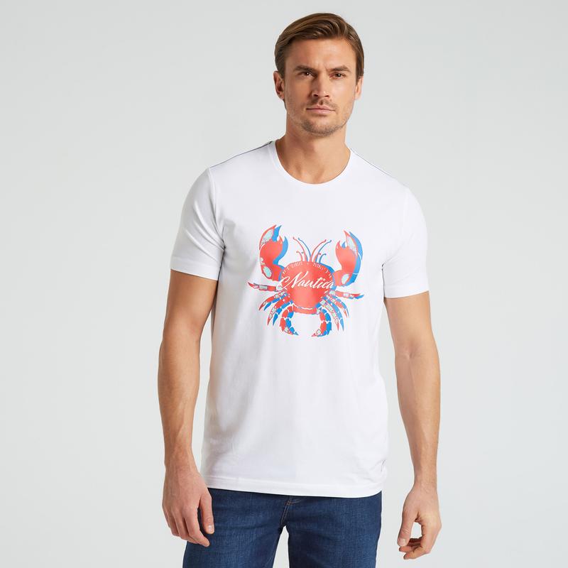 NAUTICA ERKEK BEYAZ STANDART FIT KISA KOLLU T-SHIRT