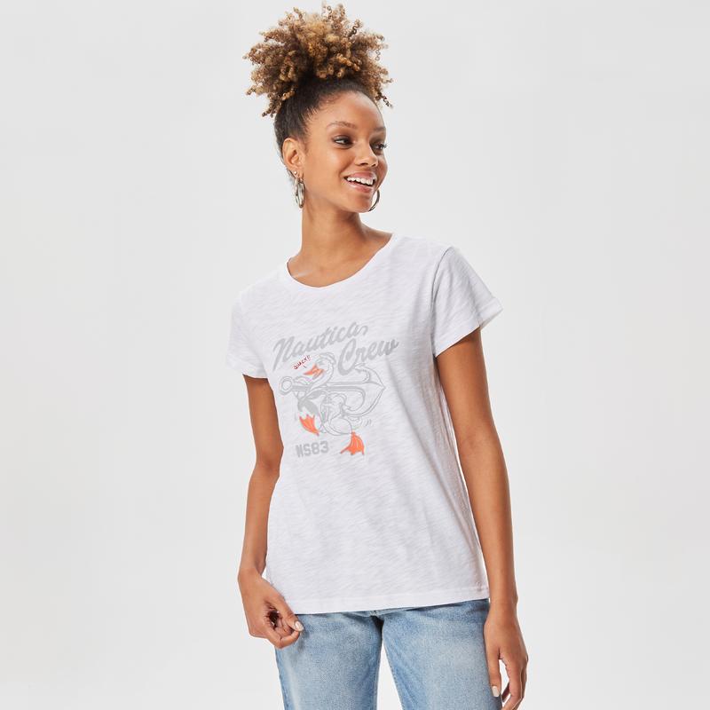 NAUTICA KADIN RELAXED FIT BEYAZ T-SHIRT